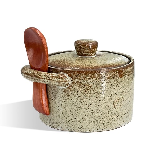 Salt cellar with lid spoon - salt,