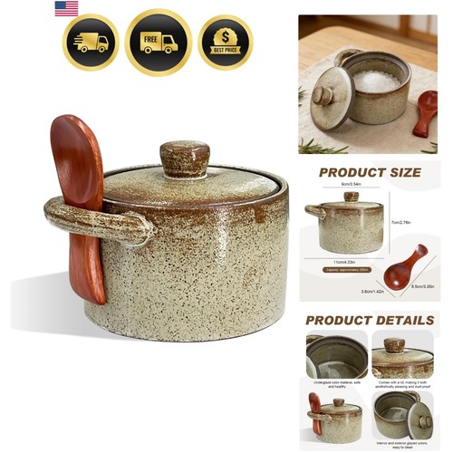 Salt cellar with lid spoon - with, &