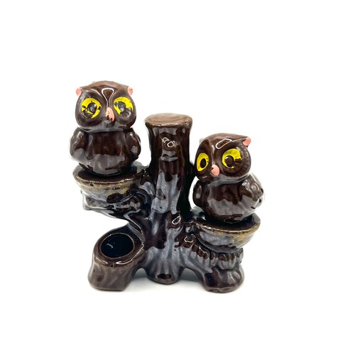 Japanese pottery owl salt - japanese,