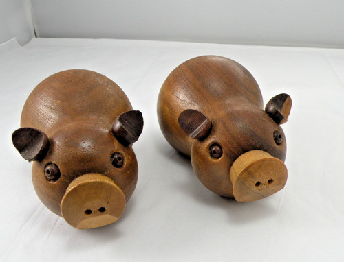 Pigs vintage wooden salt - vintage, &